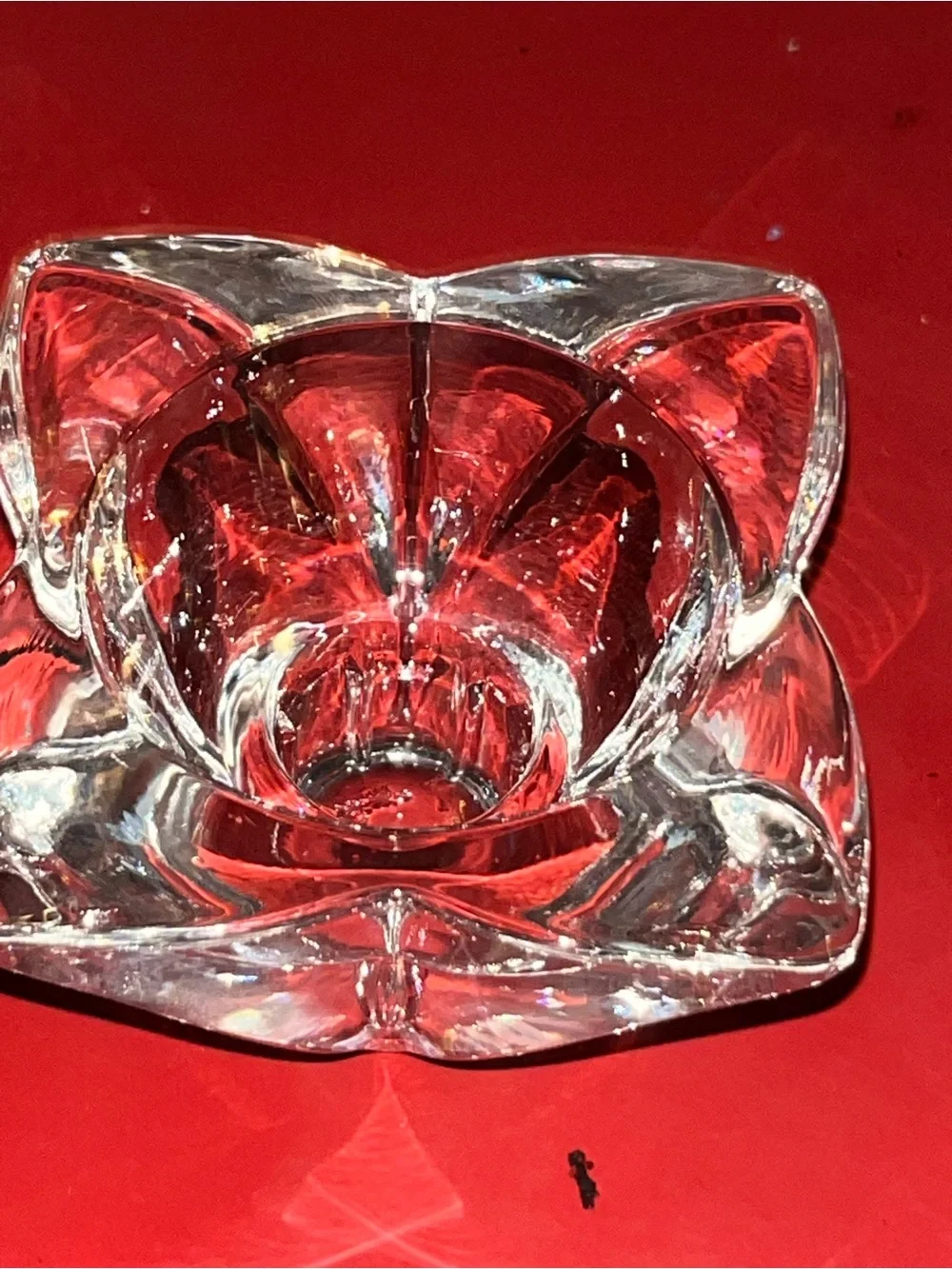 Orrefors Crystal Lotus Flower Art Glass Candle Holder